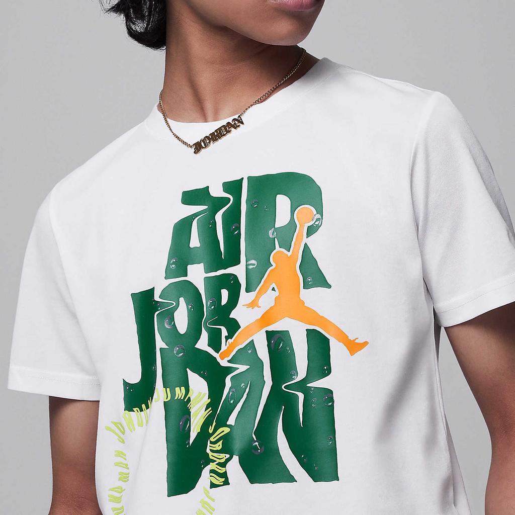 Jordan Logo Print Crew Neck T-Shirt Kids Tops White HJ2206-100