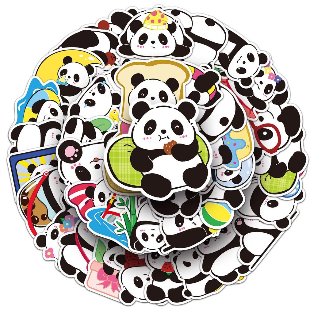 Panda Graffiti Stickers: 50 Cute Cartoon Animal Designs for Decorating Water Bottles & Phone Cases