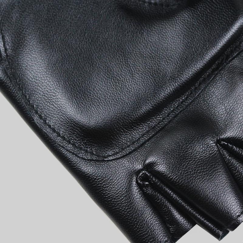 Half-finger Gloves Driving Men's Touch Screen Short Thin Autumn and Winter Hand Repair Velvet Warm Simulation Leather