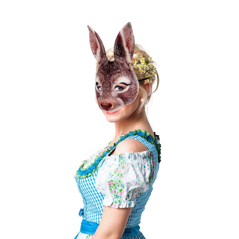 Painted Rabbit Mask Half Face Cosplay Costumes Unisex Props Animal Party Masquerade Halloween Accessories