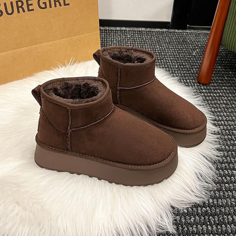 

Women s fashion lightweight height-enhancing soft sole winter warm fur one snow boots velvet lined non-slip casual sports cotton boots 40 темно-коричневого