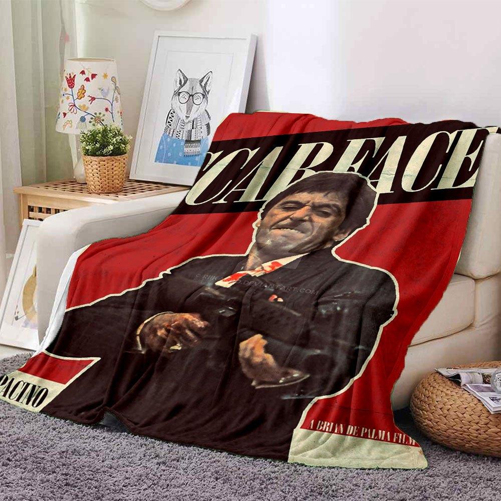 

1pc Scarface-Inspired Flannel Blanket - Soft Cozy All-Season Throw for Bedroom, Sofa, Camping, Travel - Perfect Gift for Movie FansB33 80cmx120cm(31inx47in)