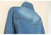 Korean Style Women's Lace-Up Denim Shawl Jacket with Mid-Sleeves