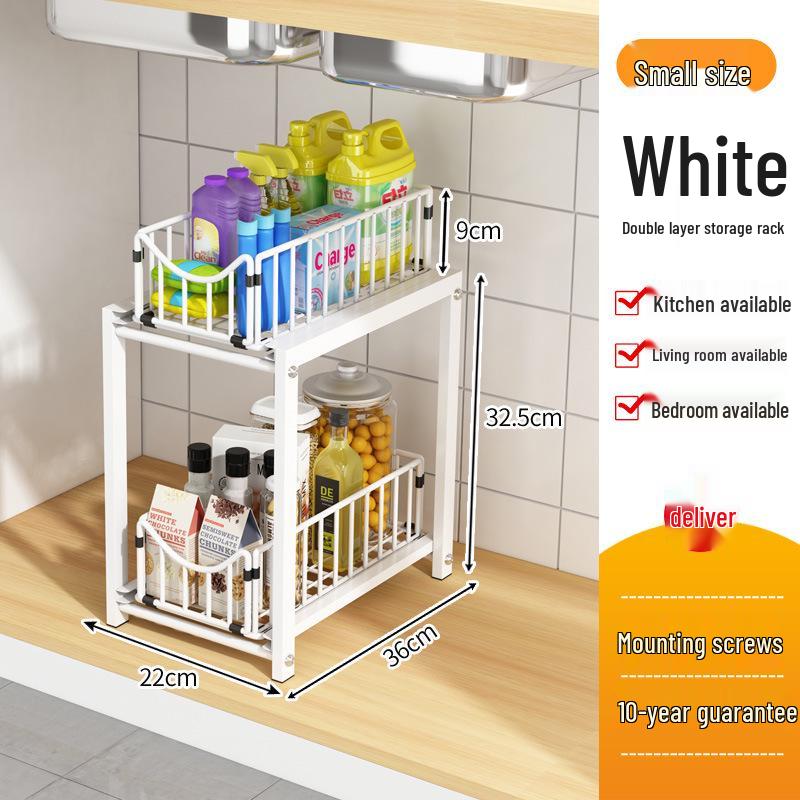Étagère de Rangement de Salle de Bain à Tiroirs Double Couche