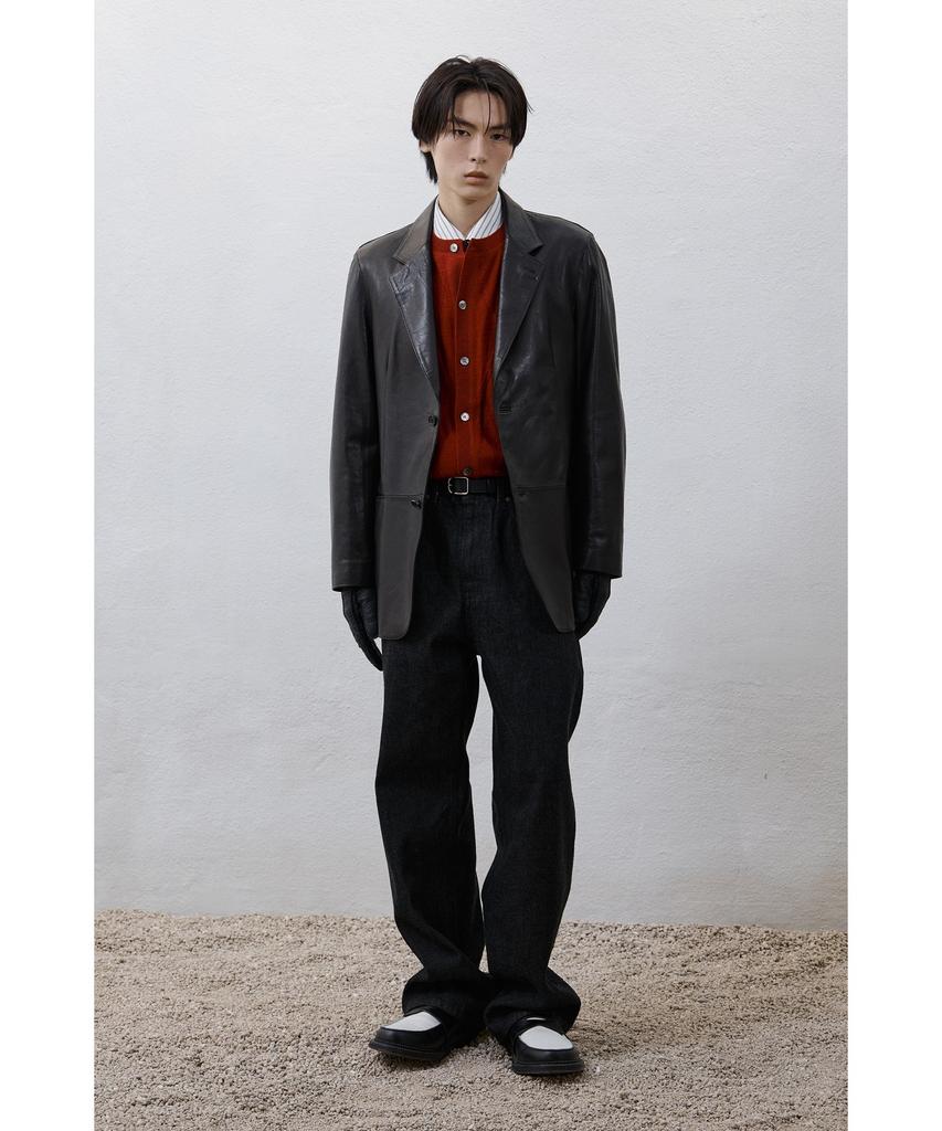 YOUTH Round Neck Textured Cardigan - Red