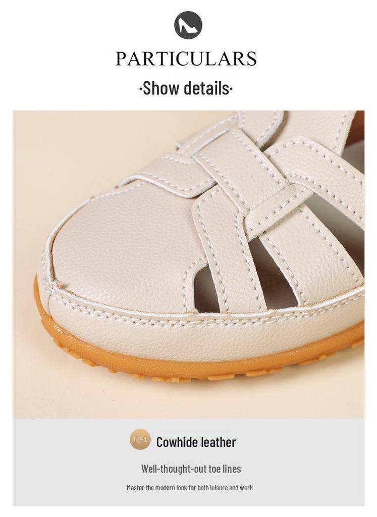 Atmungsaktive geschlossene Damensandalen für Übergrößen - Modische Hohl-Flats
