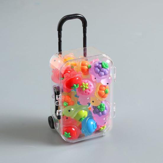 1 Set Cute Turtle Miniatures 24 Fruit And Vegetable Design Tiny Turtles in Mini Luggage Box Glow-in-The-Dark Resin Turtles for Kids Party Favors