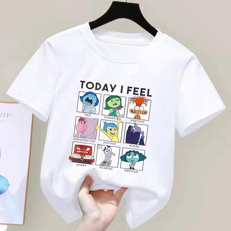 Disney Pixar inside out 2 'Today I Feel' T-Shirt for Boys & Girls Short Sleeve Casual Top Ages 3-12 Toddler Summer Clothing