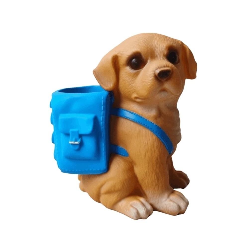 

Creative Dog-Shaped Pencil Cup Resin Stationery Storage Box Makeup Brush Holder Students синий