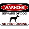Advertencia Perro Doberman Señal Metálica de Advertencia Señal de Seguridad Resistente Prohibido el Paso con Borde Rojo Silueta Negra No Fir