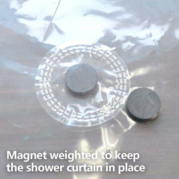 AIMOONSA Rideau de douche transparent PEVA 180 x 200 cm - œillets inox, aimants pondérés