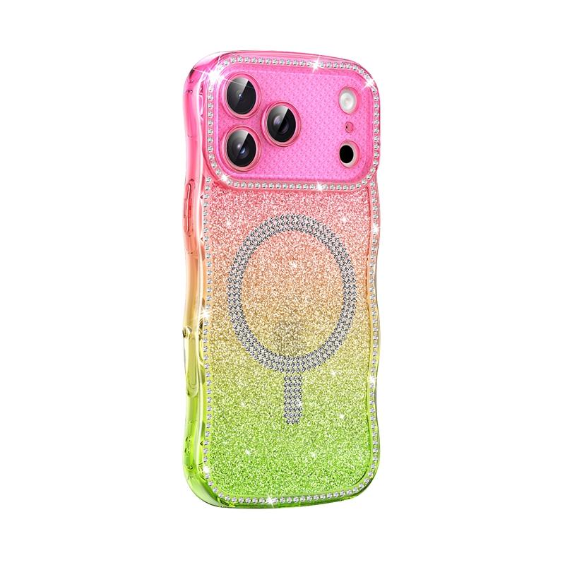 Sparkling Wireless charge case back cover for iPhone 17/17 Air/17 Promax, For iPhone 13/14 Plus/15/16E Bling Bling Phone Case