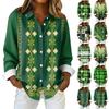 Dames Blouse Kerst Print Knoop Lange Mouw Casual Basic Shirt Kraag Regular Top