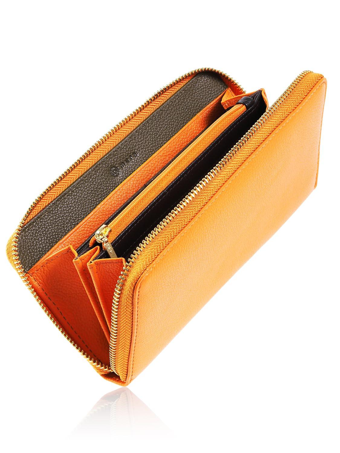 

Long Tri Genuine Large Orange x Taupe x Brown [Mura] Women s Wallet, Color, Leather, Capacity,