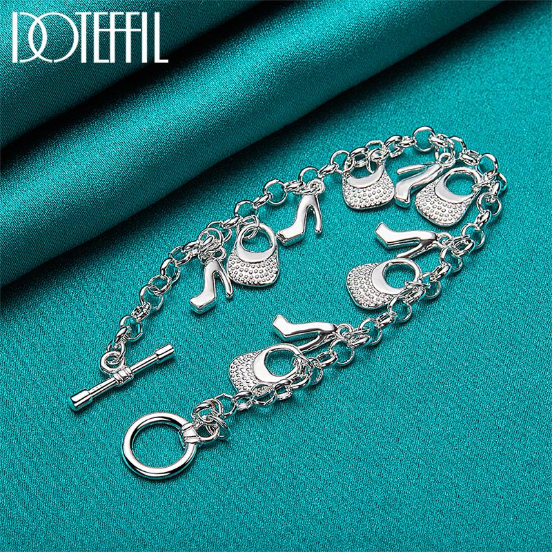 Shoes Bag Pendant Bracelet Silver Beautiful Jewelry
