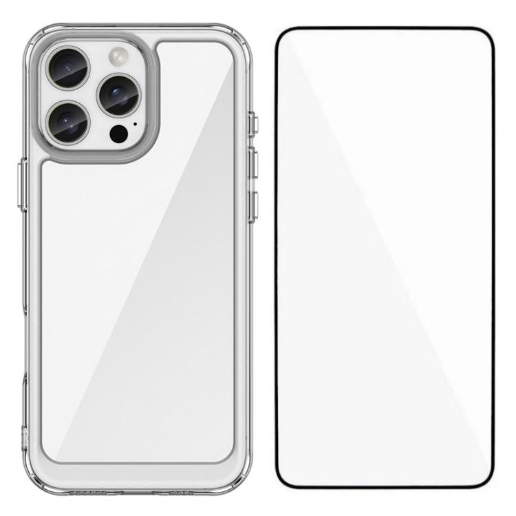 

WANLONFENG MF Series for iPhone 16 Pro Max Case TPU+Acrylic Clear Phone Cover with Tempered Glass Film A