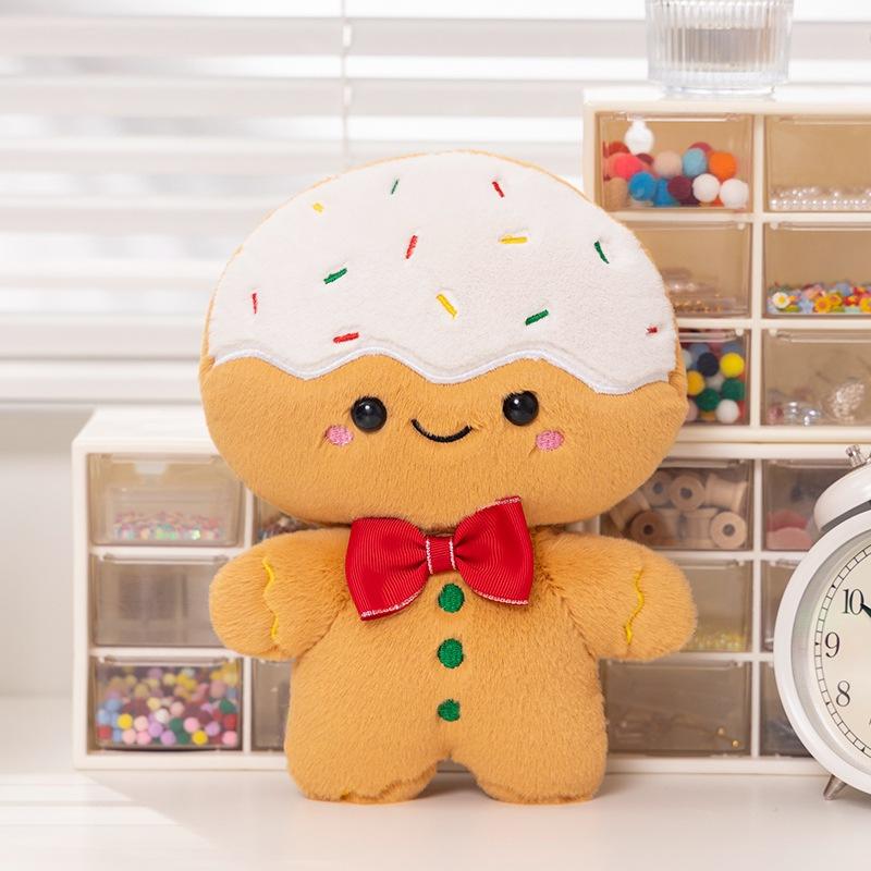 

Мягкая игрушка в виде пряничного человечка Kawaii Christmas Gingerbread Man, мягкая игрушка в виде пряничного человечка с клубникой, рождественский подарок для детей и взрослых кремовый