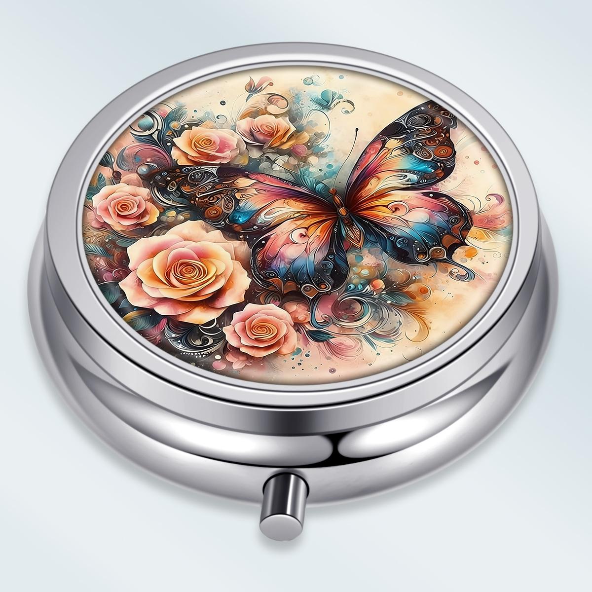 

Portable Pill Box with 3 Compartments, Mini Metal Medicine Organizer Case, Cute Printed Pill Container for Vitamins, Pills, Jewelry, Travel, Daily Use разноцветный