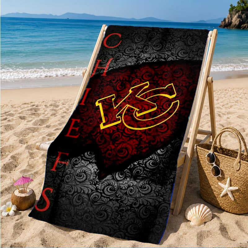 Kansas Chiefs Logo Beach Towel, Quick-drying, Easy to Care for, Suitable for Both Fitness and Beach Vacations,Sports Essential