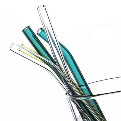 8Pcs Reusable Drinking Straw Colorful Glass Straws Eco-friendly High Borosilicate Glass Straw Glass Tube Party Bar Drinkware