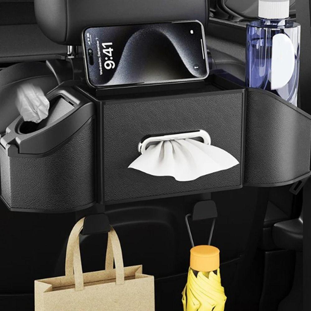 With Hook Auto Backseat Storage Box 7 In 1 Tissue Box Durable Trash Can  Auto Interior