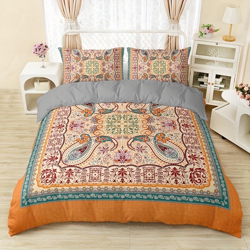 3dílná vintage paisley bohémská sada povlaku na přikrývku, měkké, pohodlné, prodyšné ložní prádlo s povlaky na polštáře pro dekoraci ložnice, pokoje pro hosty