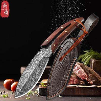 Feathered Stainless Steel Multi-purpose Knife High Hardness Portable Fruit Knife with Knife Sleeve