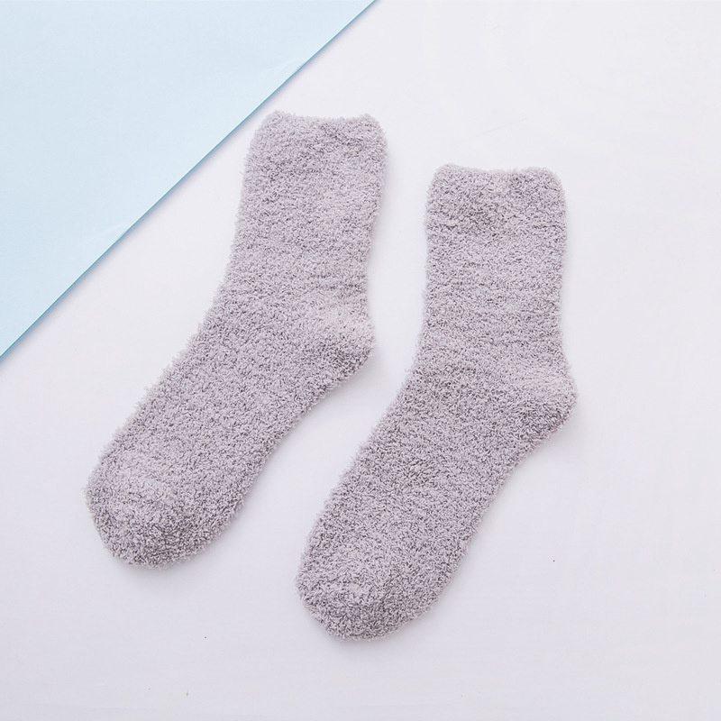 Women's Winter Tube Socks Candy Color 6PC Solid Color Thick Socks Casual Floor Socks Coral Fleece