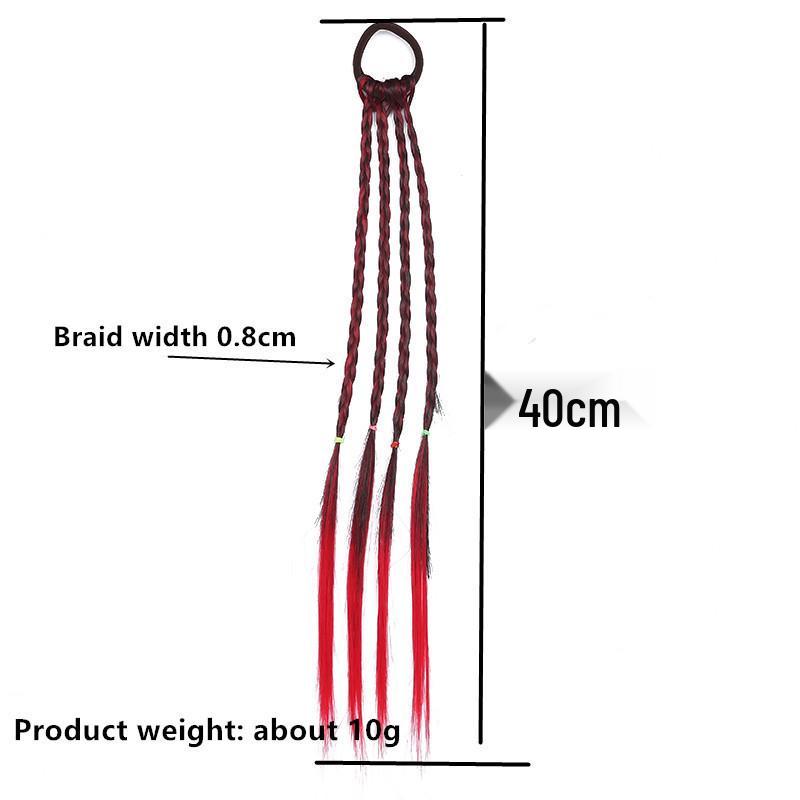 Adorable Princess Twisted Braid Wig Hair Tie - Elastic Ponytail & Fashionable Hair Accessory for Girls