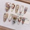 Cartoon Cute Squirrel Almond Fake Nails: Handmade Whitening Manicure Tips