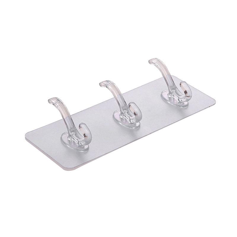 Transparent Plastic Glue Hooks Kitchen Bathroom Hooks Nail-Free Wall Hanger