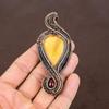 Natural Yellow Mookaite, Amber Handmade Copper Wire Wrap Pendant 3.74" V5h98