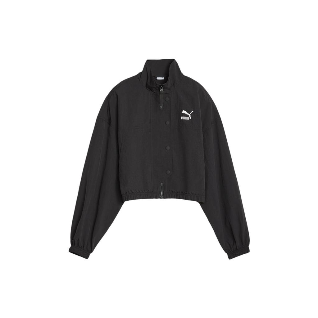 Puma Dare To Cropped Woven Jacket Logo Print Women Jacket Black 621436-01