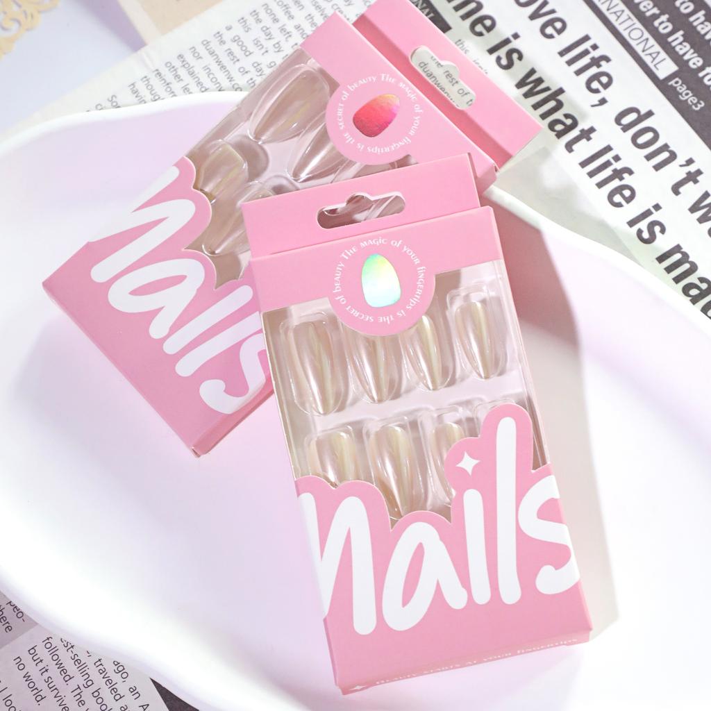 Explosive Solid Color Coated Wearable Nail Medium and Long Almond Type Manicure Fake Nail Hot-selling Wearable Nail Piece