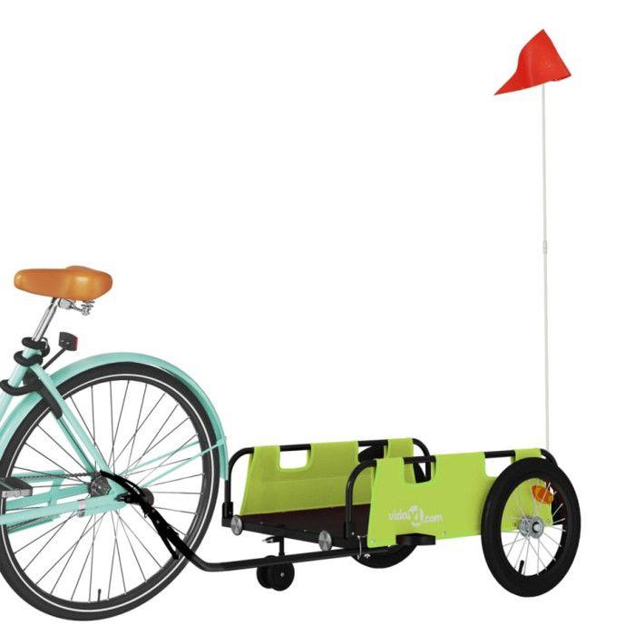 VidaXL Remorque de vélo vert tissu oxford et fer 94193