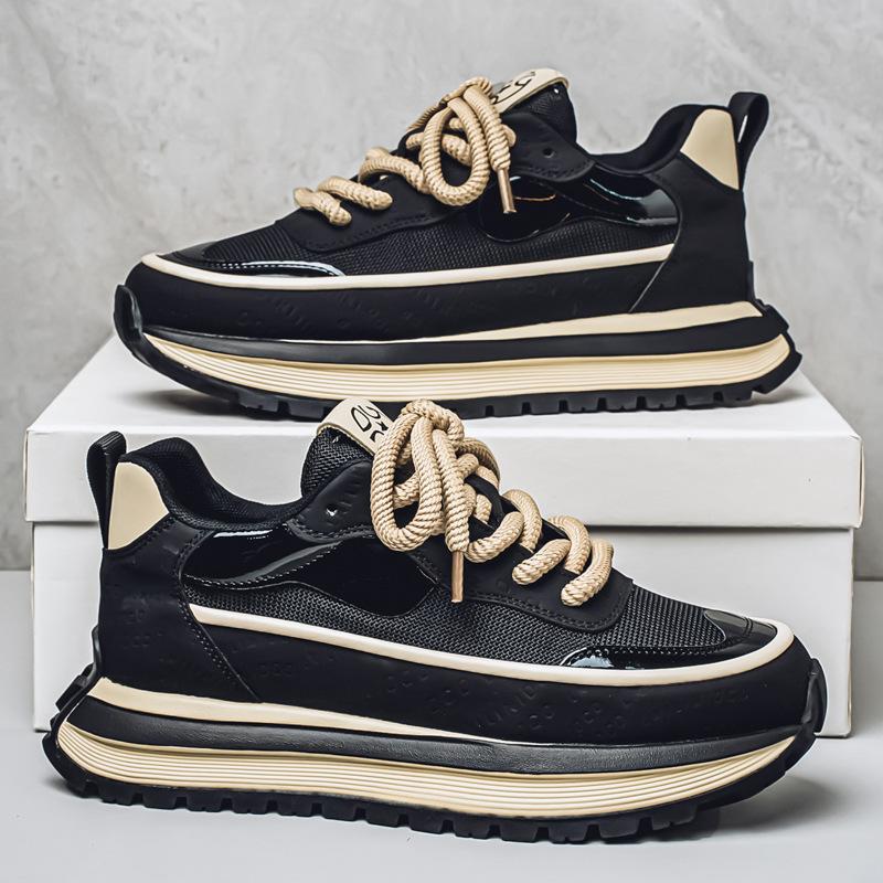 2025 Neue Herren Chunky Plateau Sneaker Mesh-Einsatz Zweifarbig Low-Top Atmungsaktiv Komfortabel Trendig Lässige Sportliche Schuhe für Herren