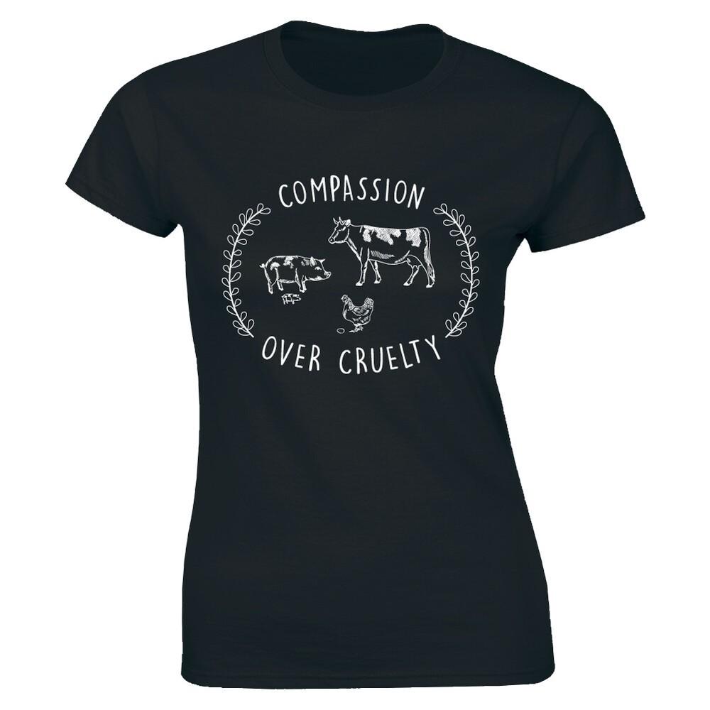 Women s T-shirt Veggie Vegetarian Compassion over cruelty Vegan Cute Animal Tee Unisex T-Shirt M