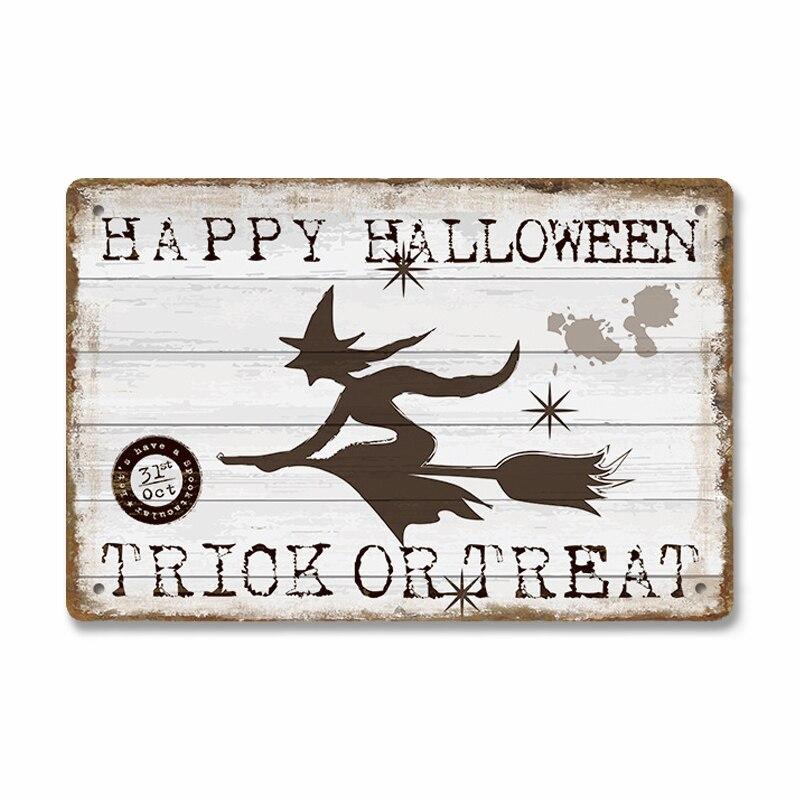 Vintage Halloween Trick or Treat Party Poster Tin Signs  Metal Plate Wall Decor for Cafe Bar Pub  Perfect Halloween Gift