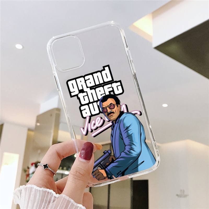

Чохол для телефону Gta vice city для iPhone 11 12 Mini 13 14 15 Pro XS Max X Plus SE XR Transparent Shell iPhone14pro