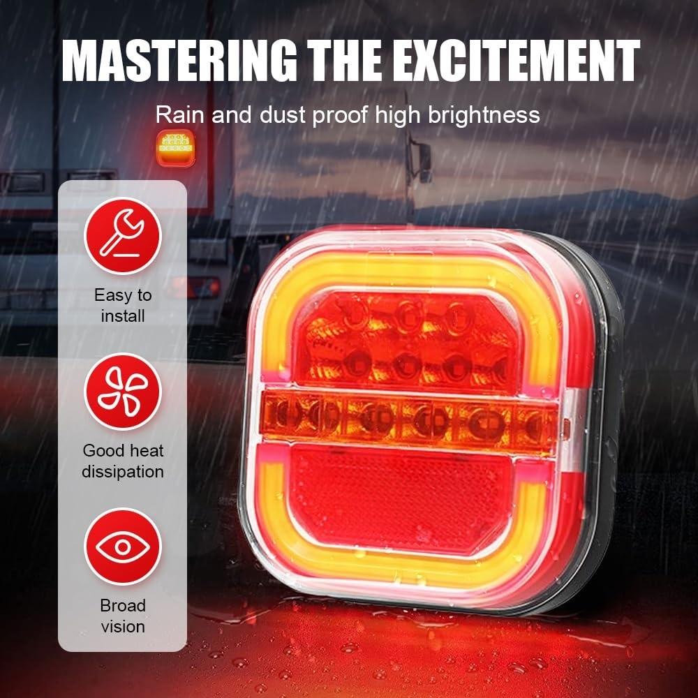 Square Wireless Trailer Lights Waterproof LED Trailers Rear Lights  Car Accessories