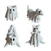 Halloween Ghost Animal Figurine Draped Ghost Dog Cat Statue Resin Spooky Tabletop Ornaments for Home Party Haunted House Decor