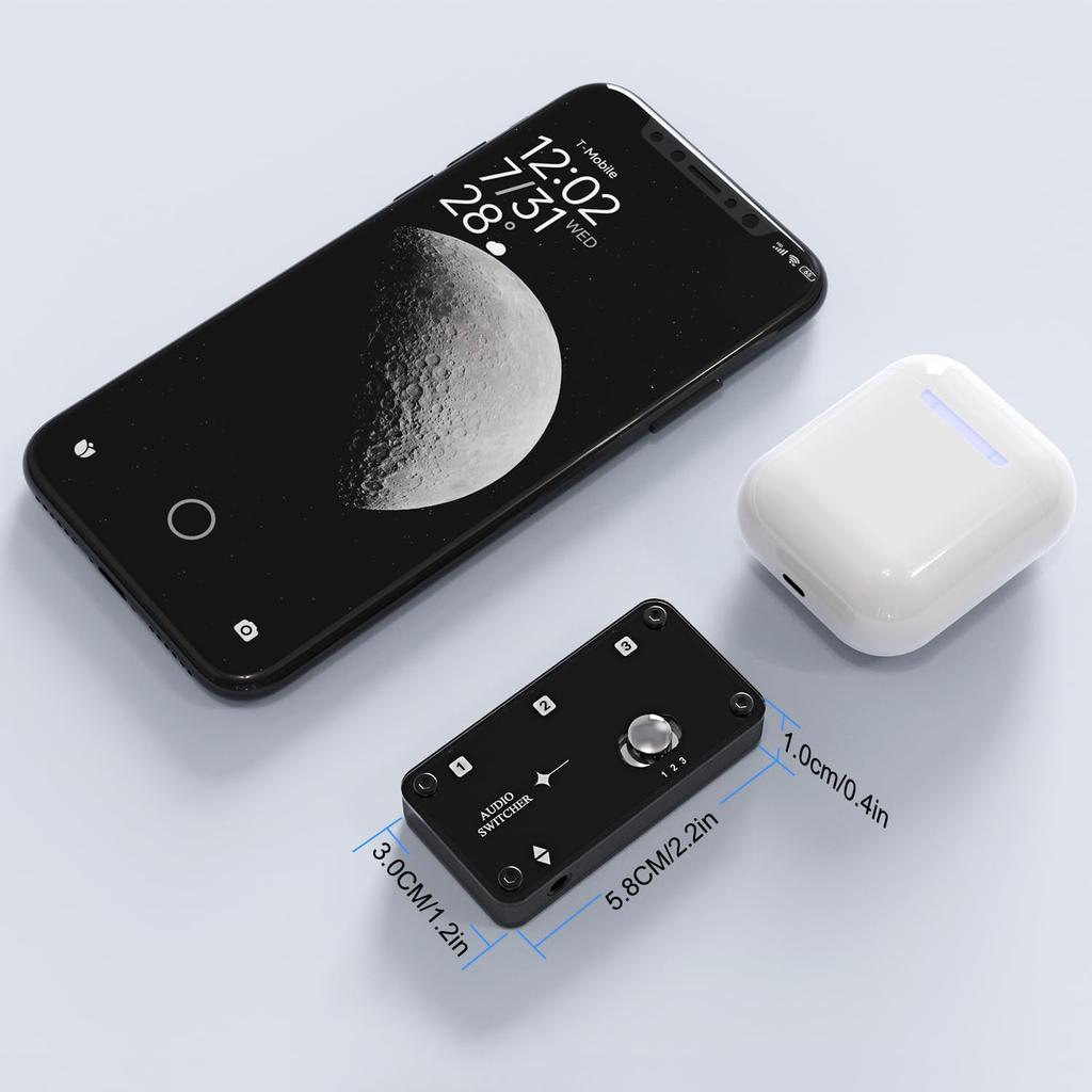 COOIDEA Stereo Audio Switcher Supports Audio 3 Ports AUX Audio Speaker 1 To 3 Out or 3 To 1 Compatible with 3.5mm 3.5mm Cable, Selector, In, PC,