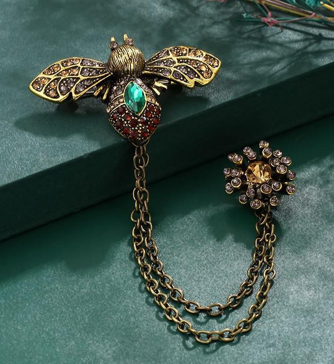 Nowy Styl Broszka Pszczoła z Kroplami Oleju - Urocza Pins Zwierzęcy na Kołnierzyki i Dodatki do Odzieży