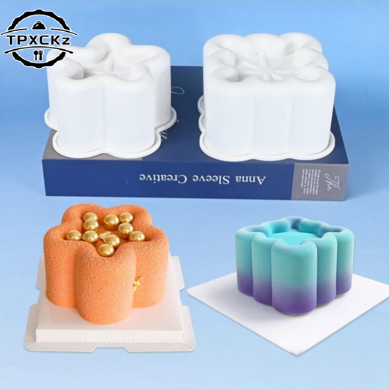 Heart Cylindrical Square Texture French Mousse Cake Mould Silicone Soap Mold Jelly Pudding Dessert Tools Kitchen Bakeware