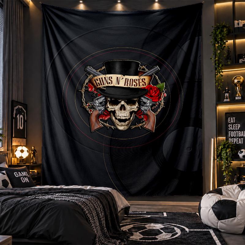 Wall Hanging Tapestry Guns N’ Roses Print Cloth for Living Room Bedroom Home Decor