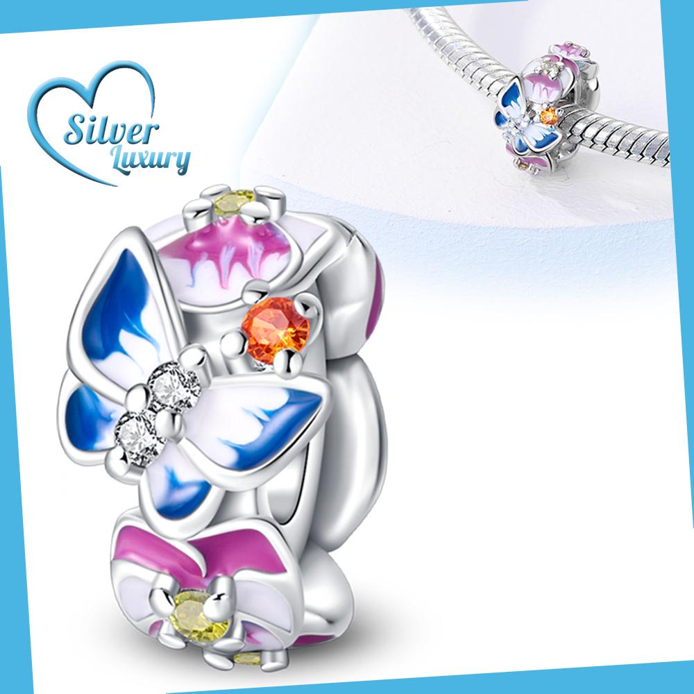 Charms Plata Copper Colors Colorful Butterflies Beads Charm Pendant For Original Bracelet For Women Diy Jewelry Love Gift