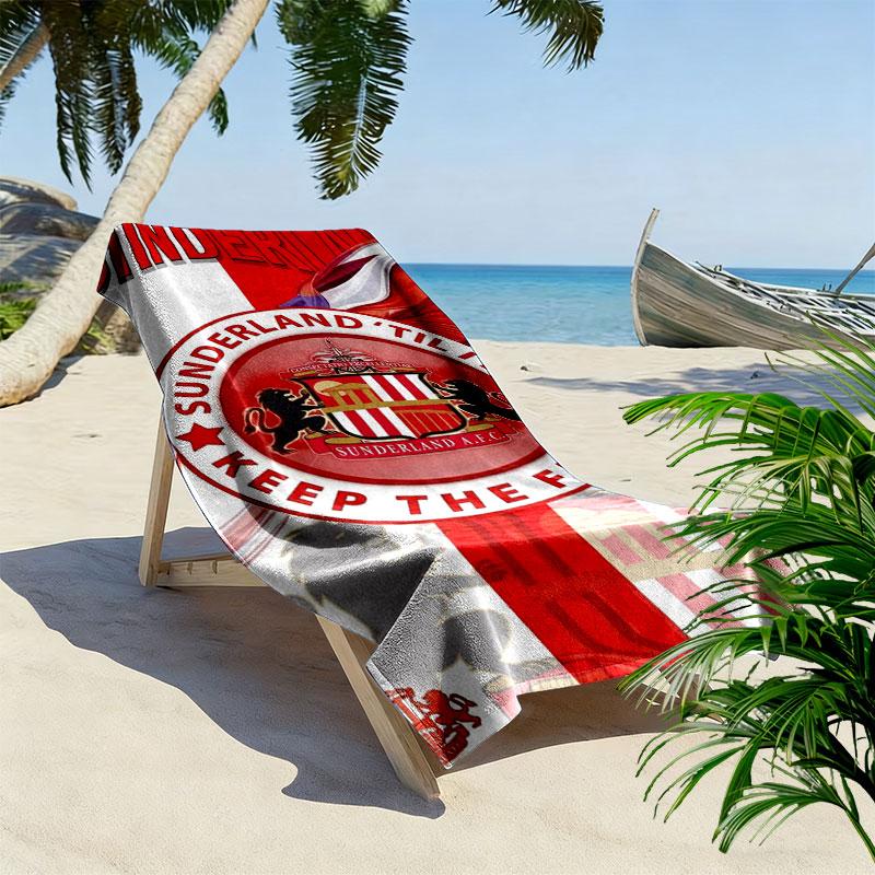 Asciugamano da Spiaggia con Stampa del Logo del Sunderland Association Football Club, Asciugamano Grande Morbido Asciugatura Rapida per Spiaggia Campeggio Nuoto