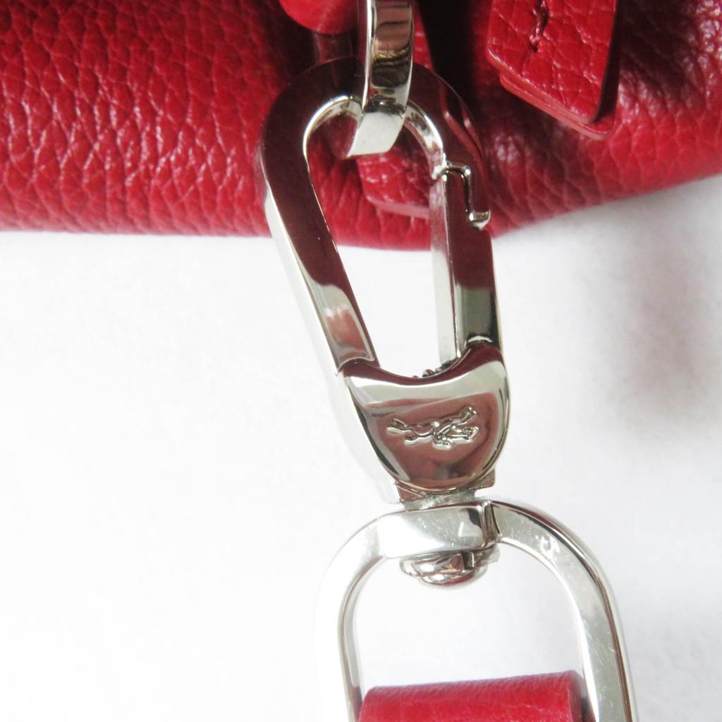 Excellent Longchamp Shoulder Bag Le flowne Logo engraved 2WAY handbag/ Red leather Women Used