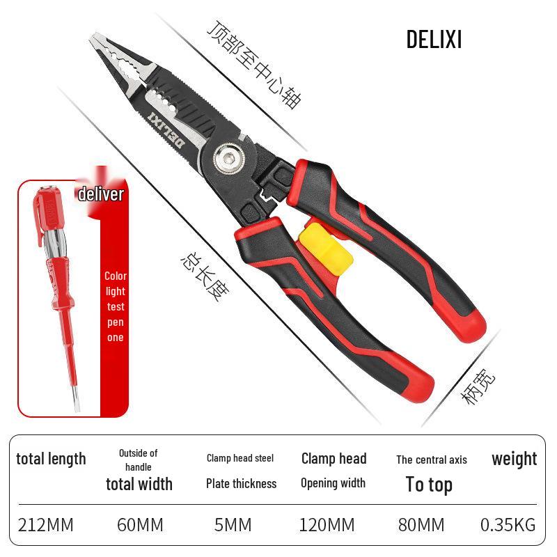 

Delixi Multifunctional Wire Stripper & Needle-Nose Pliers Set - Electrician s Special Tools