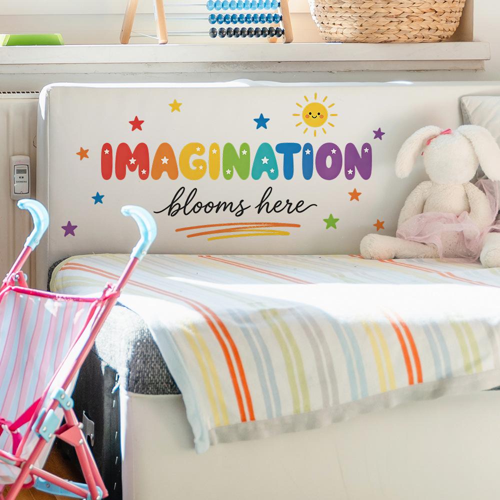 Rainbow Motivational English and Stars Home Background Wall Beautification Stickers